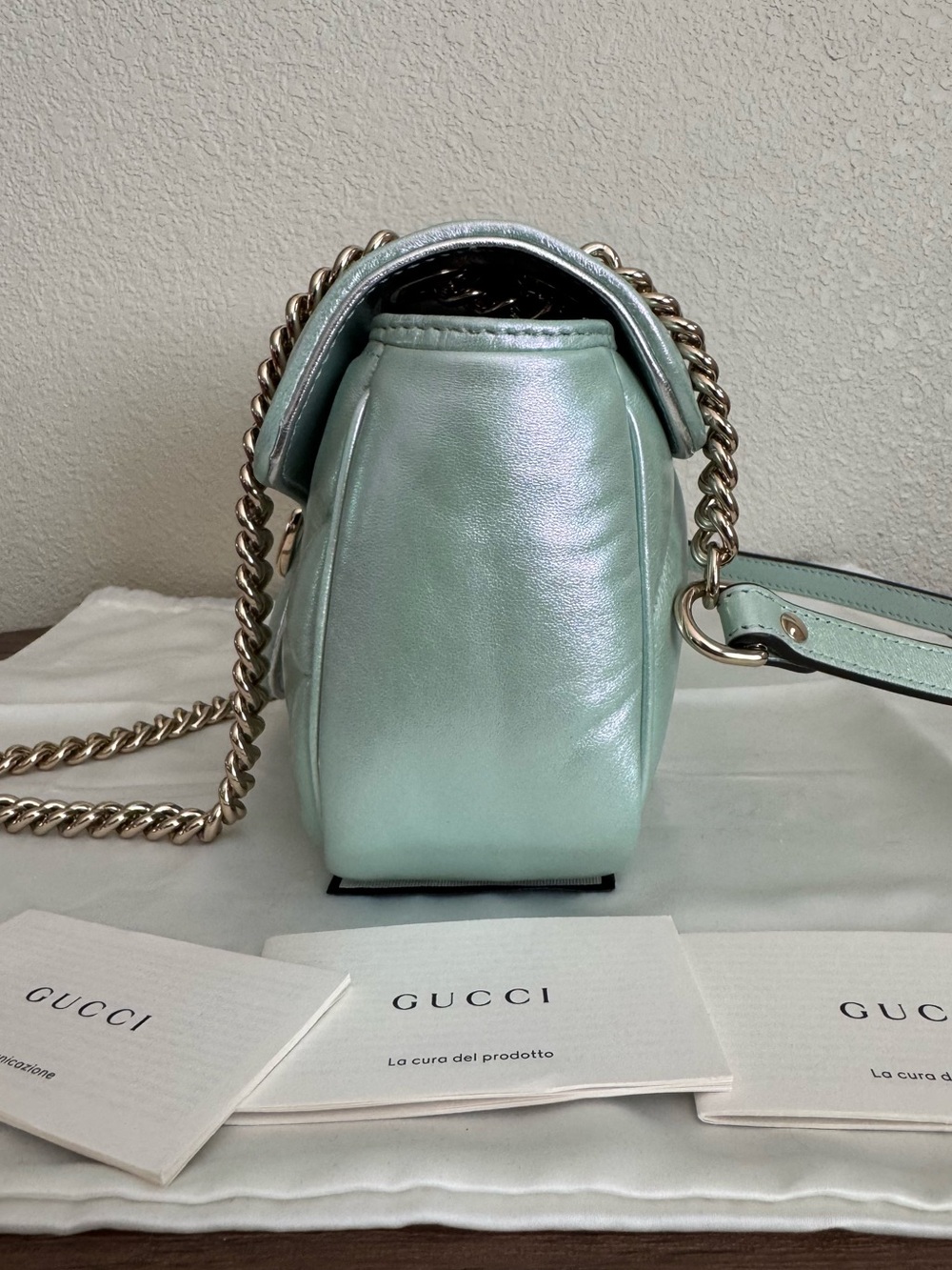GUCCI GG Marmont Limited Edition Iridescent Calf Leather Chain Bag - Picture 6 of 10
